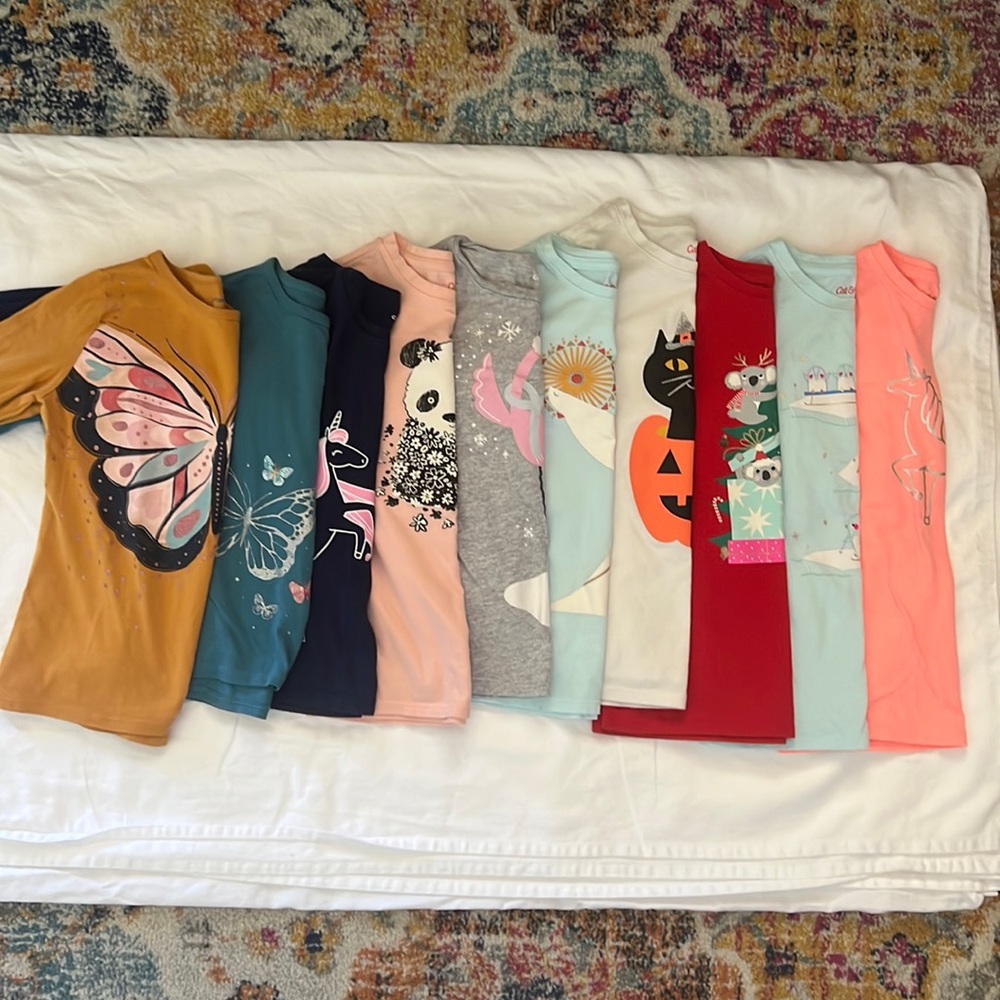 Lot of 10 Shirts - Girl Long Sleeve (Cat and Jack, Carters)